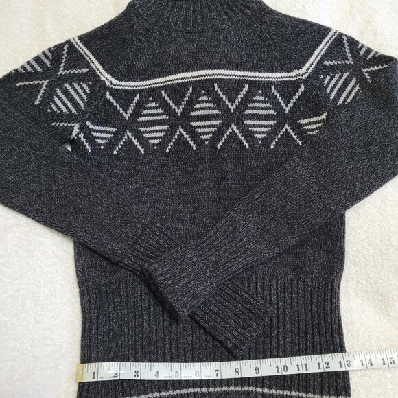 Icebreaker Merino Charcoal Fair Isle Turtleneck - Fitted & Very Soft - Picture 3 of 7